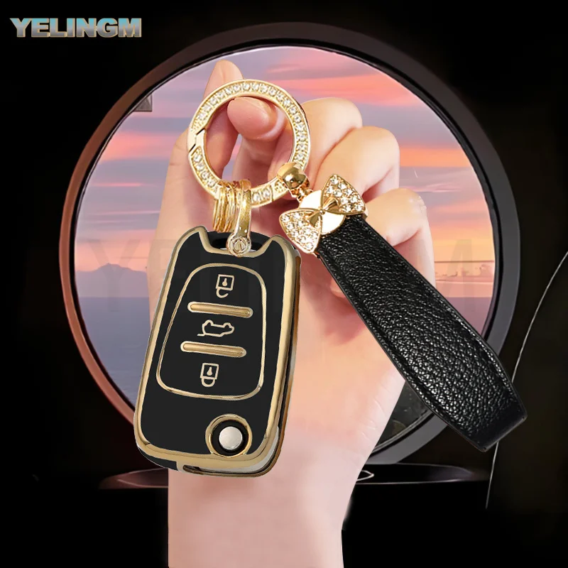3-Tasten TPU Schlüsselhülle für Kia Soul Venga Picanto Rio Sorento Ceed Sportage für Hyundai I20 I30 Veloster Ix20