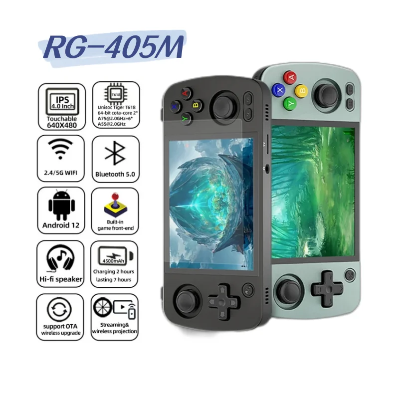 RG405M Handheld Game Console Android 12 System Metal Console Builtin Retro Game 4 Inch IPS Touch Screen 4500mAh Battery