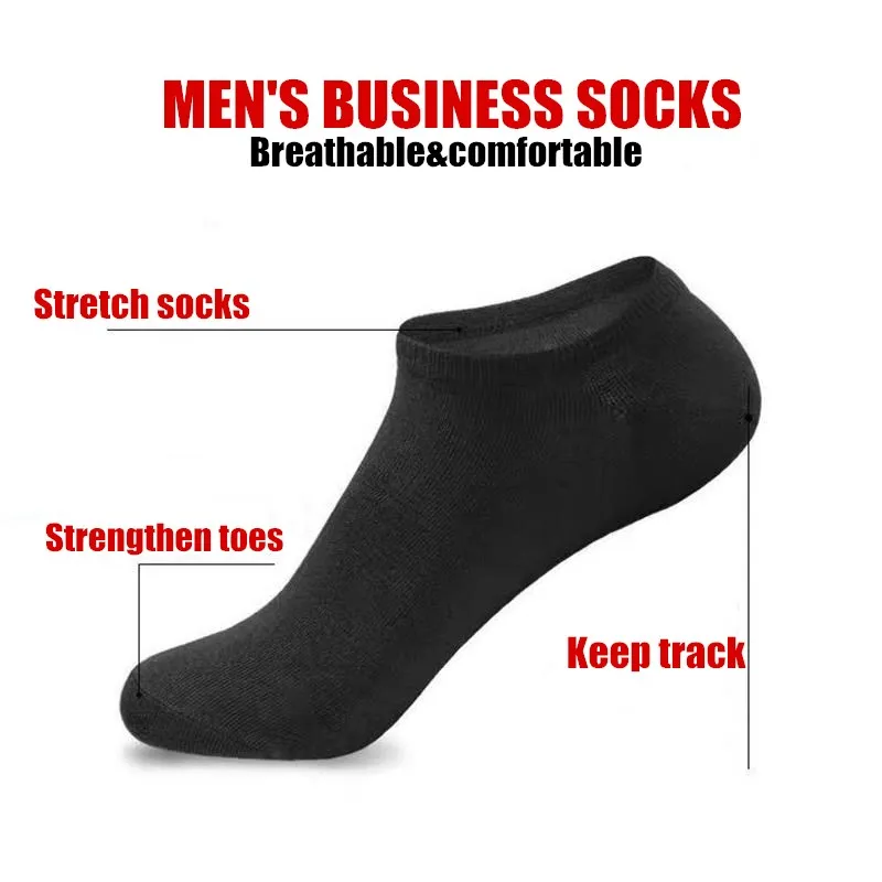 10pairs/Lot Men\'s Socks Casual Boat Socks Black Business Socks Solid Color Breathable Comfortable High Quality Ankle Socks 37-45