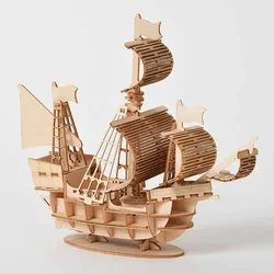 DIY  Sailing Ship Toys 3D Wooden Puzzle Toy Assembly Model Wood Craft Kits Desk Decoration for Children Kids