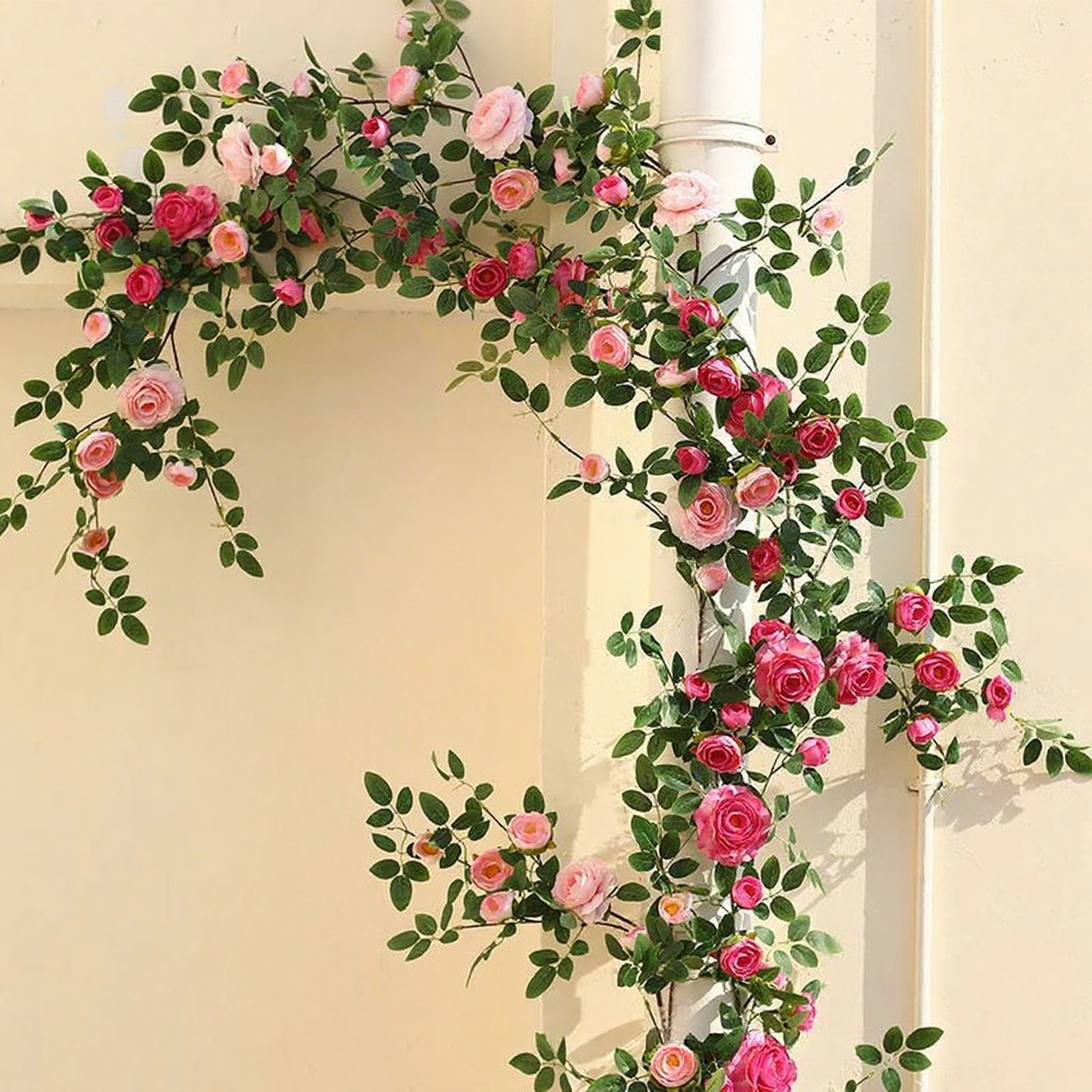 

Simulation rose fake vine wall hanging wrapped around the air conditioning water pipe to block the decorative ceiling vines