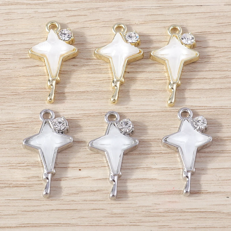 Tusember 4 Stück 12 x 22 mm brillante Kristall-Polaris-Stern-Anhänger für die Schmuckherstellung, DIY, handgefertigte Halskette, Ohrringe, Basteln – Detail 10