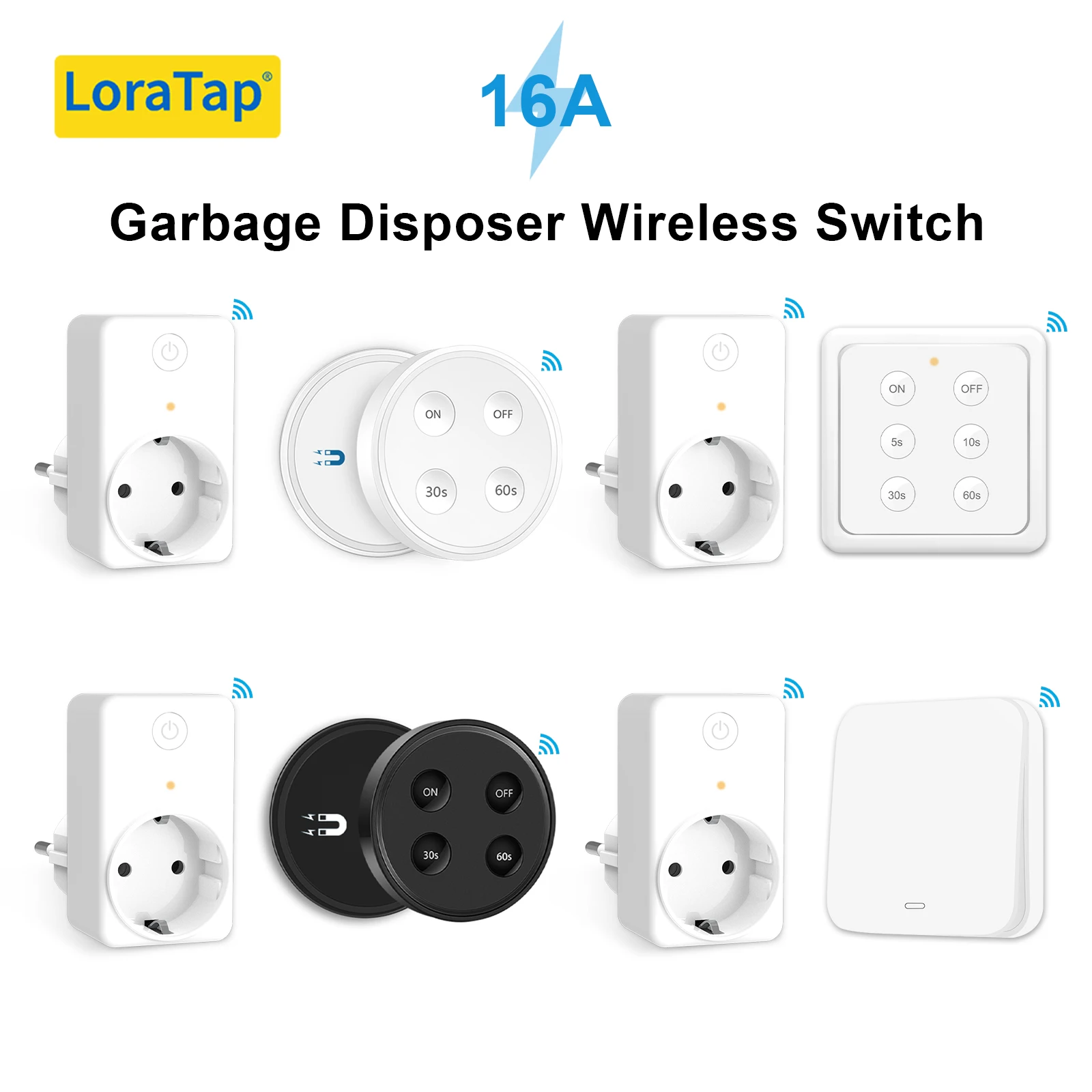 

Wireless Korea EU Plug Outlet Socket for Food Waste Grinder Garbage Disposer Remote Control Timer Air Switch Replace No Pipe