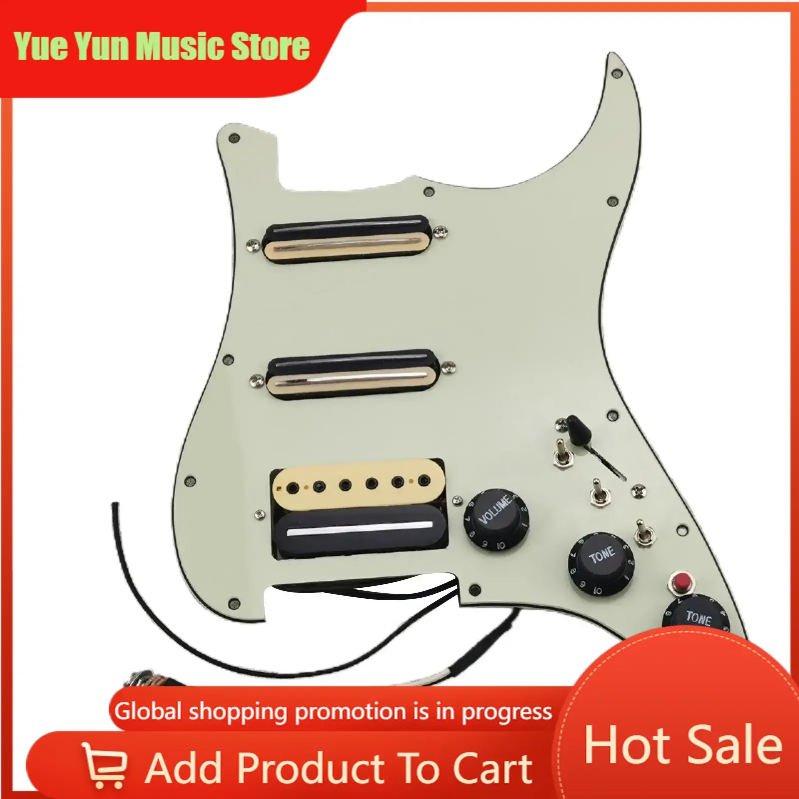 

Yue Yun Music Store Strat Guitar Pickup Prewired with Pickguard Alnico V Humbucker Single Cut Features Wiring Harness