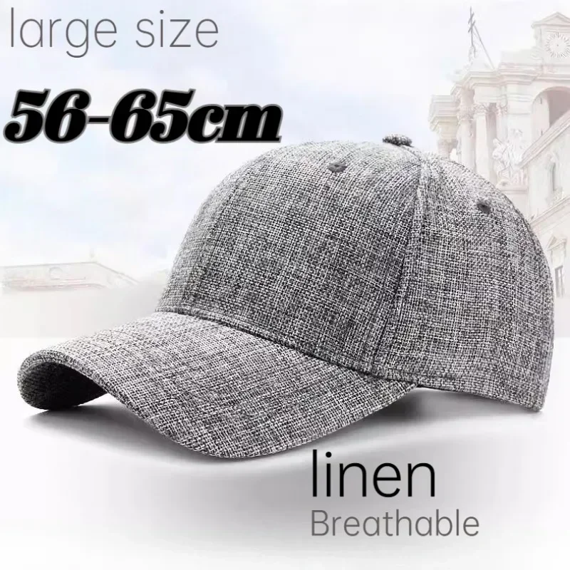 الصيف كبير رئيس 65 سنتيمتر القطن الكتان قبعات البيسبول للجنسين حجم كبير بلون تنفس Snapback قبعة الرجال موضة قناع قبعات للحماية من الشمس
