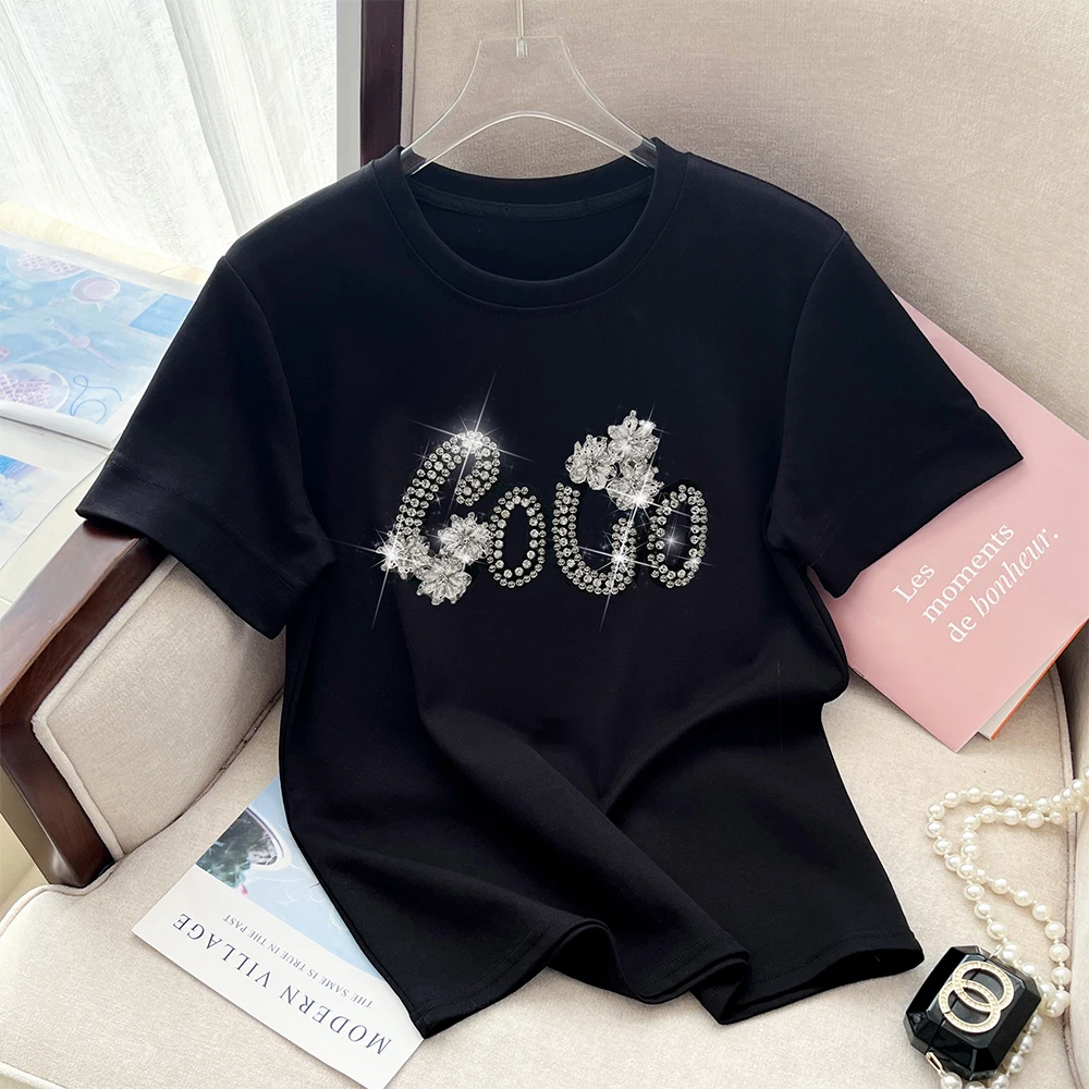 Summer Short Sleeve Design Niche Loose  Short-sleeved T-shirt for Women American Retro Versatile Half-sleeved New Top