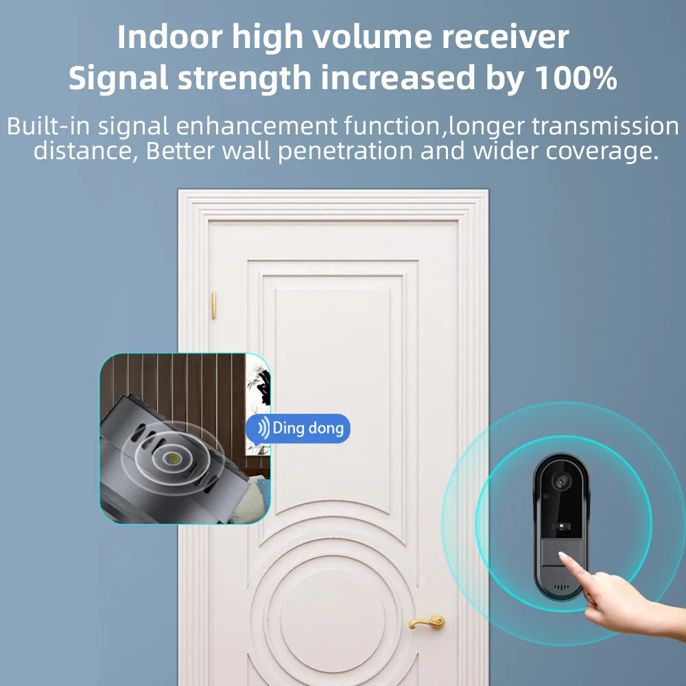 Visual Smart Doorbell Ring Door Camera Wireless Intelligent Video Bell Camera Intercom Doorbell Night Vision for Home Office