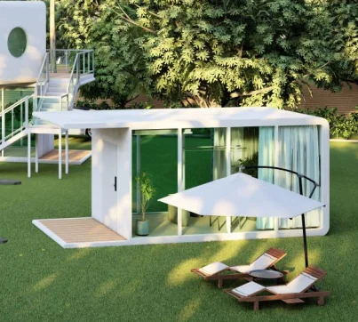 رائجة البيع مقاومة للصوت نمط جديد مساحة صغيرة عالية القوة وحدات الجاهزة كبسولة صغيرة متحركة كابينة التفاح الحديثة #3