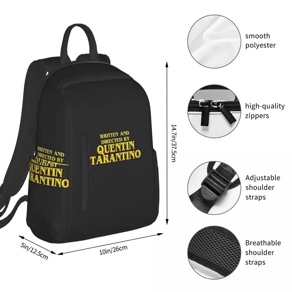 Written And Directed By Quentin Tarantino Backpack Student BookBag Kids School Bag Computer Shoulder Bags Men Women