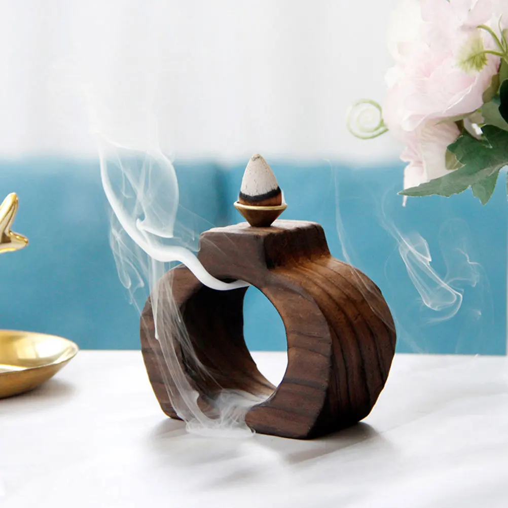

Wooden Backflow Incense Burner for Cone Aromatherapy Waterfall Censer Home Office Decor Relaxation Meditation Air Purifying