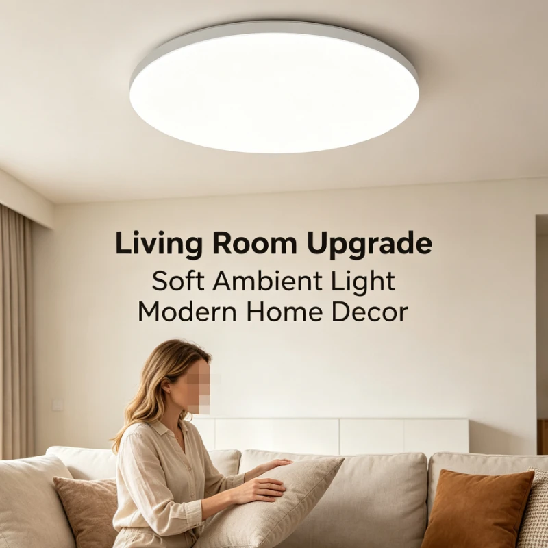 Oval Led Ceiling Lamp With Minimalist White Frame And Soft Diffused Light For Bedroom Living Room Use