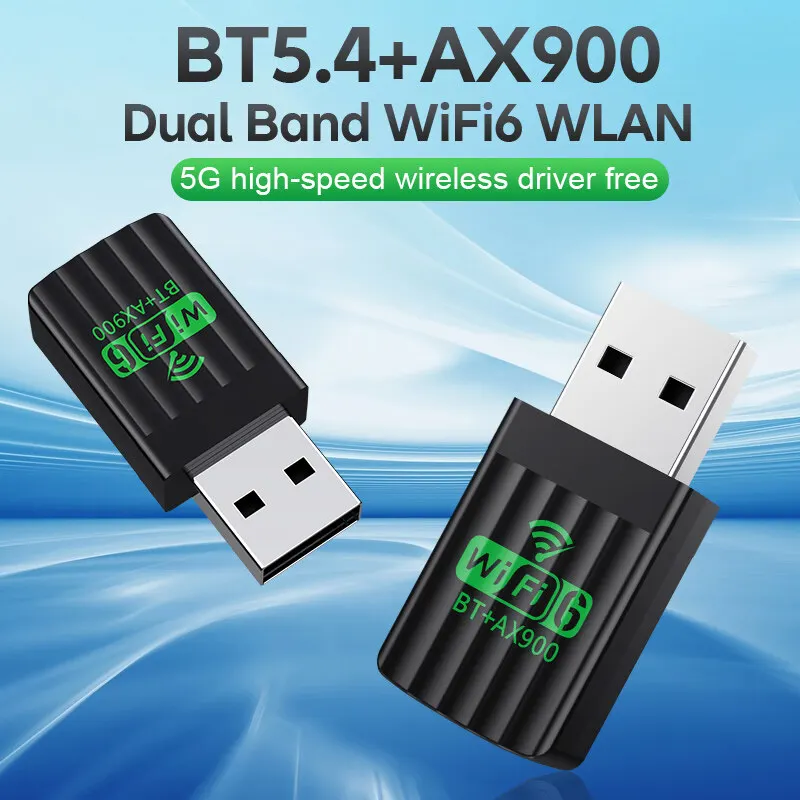

USB WiFi Bluetooth 5.4 Адаптер AX900 WiFi 6 Двухдиапазонный адаптер 2,4G и 5 ГГц Беспроводная сетевая карта WiFi Adaptador для Windows 10/11 ПК