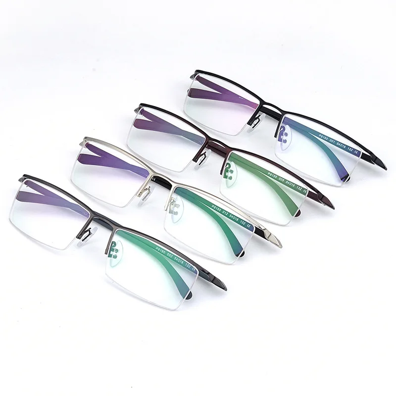 HDCRAFTER Pure Titanium Glasses Frame Men Half Square Myopia Optical Prescription Eyeglasses New Semi Rimless Eyewear P8190