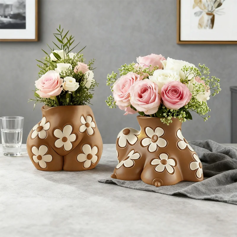 Trendy Resin Flowerpot with Landscape Design Potted Plant Container Office Artwork Home Decor