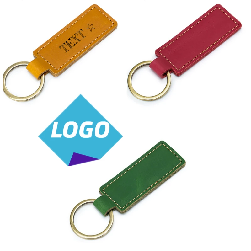 

Retro Vintage Cowhide Leather Keychain Custom Name for Men and Women Personalize Car Logo Key Chains Laser Engrave Keyring Gift