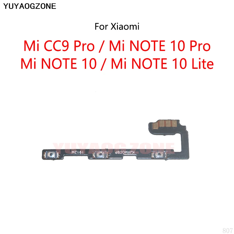 

10PCS/Lot For Xiaomi Mi CC9 Pro / Mi NOTE 10 Pro / Mi NOTE 10 Lite Power Button Switch Volume Mute Button On / Off Flex Cable