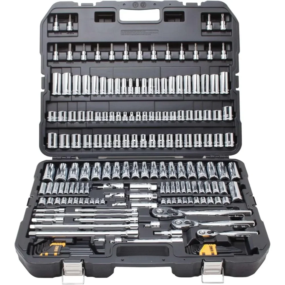 

Mechanics Tool Set, SAE and Metric, 1/2, 1/4, 3/8 Drive Sizes, 192-Piece (DWMT75049) tool box with wheels toolbox pelican case