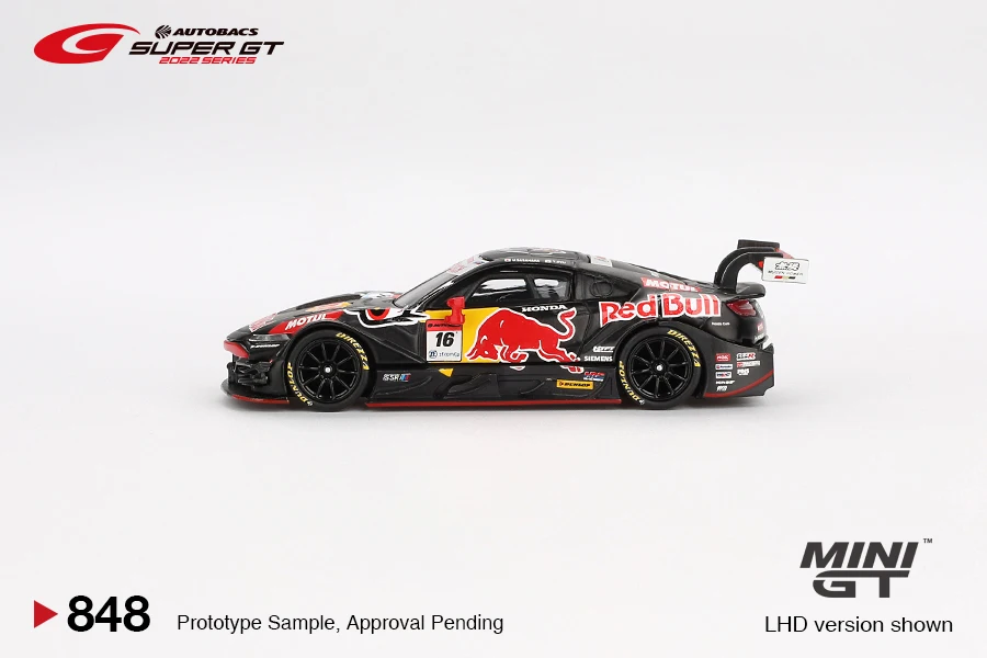 MINIGT 1/64 Honda NSX-GT Type S GT500 #16 MGT00848-BL Car Alloy Motor Vehicle Diecast Metal Model Kids Xmas Gift Toys for Boys