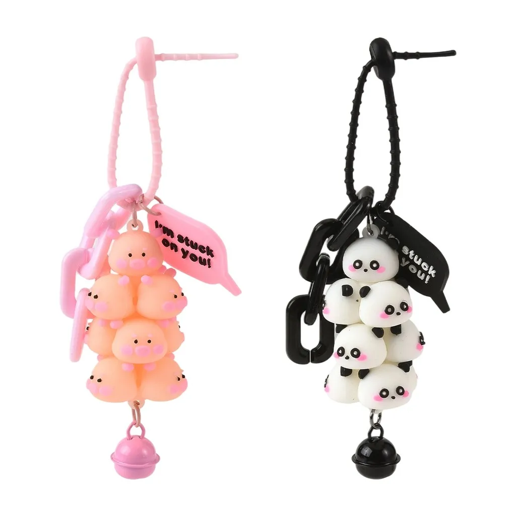 かわいい積み重ねられた動物合金ペンダント装飾品、バッグ装飾用、ベルと引用タグ付き、65x40x40mm