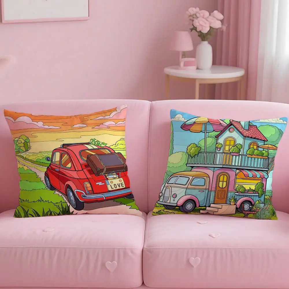 سعيد العربة الكرتون البيت كيس وسادة مكافحة الغبار المخدة غير مرئية سستة حريري قصير أفخم غطاء وسادة أريكة