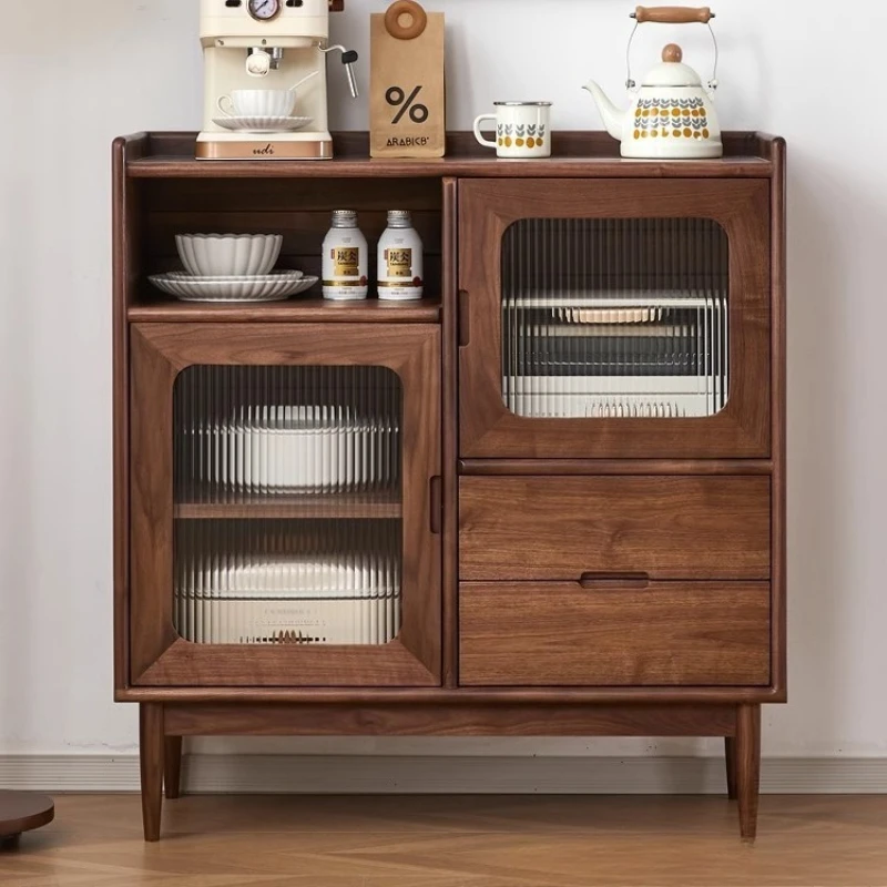 

Black walnut returned to the dining side cabinet Solid wood side tea cabinet Restaurant storage Kitchen