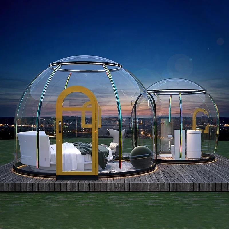 

Outdoor Prefab Camping Resort Hotel Accommodation PC Bubble Glamping Polycarbonate Geodesic Dome Room Bubble House