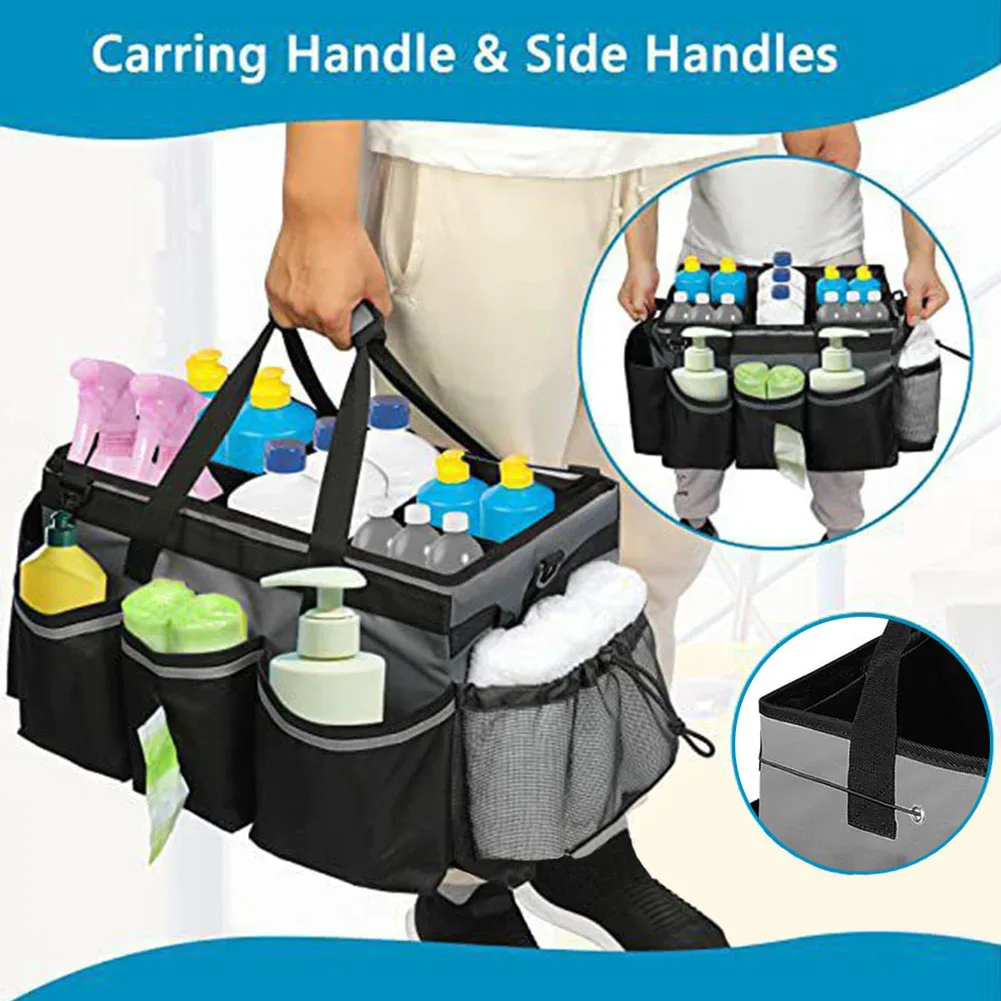 

Cleaning Supplies Organizer with Handle Storage Tote Bag Oxford Cloth Tool Handbag Under Sink Car Cleaning Tool Organizer Bag