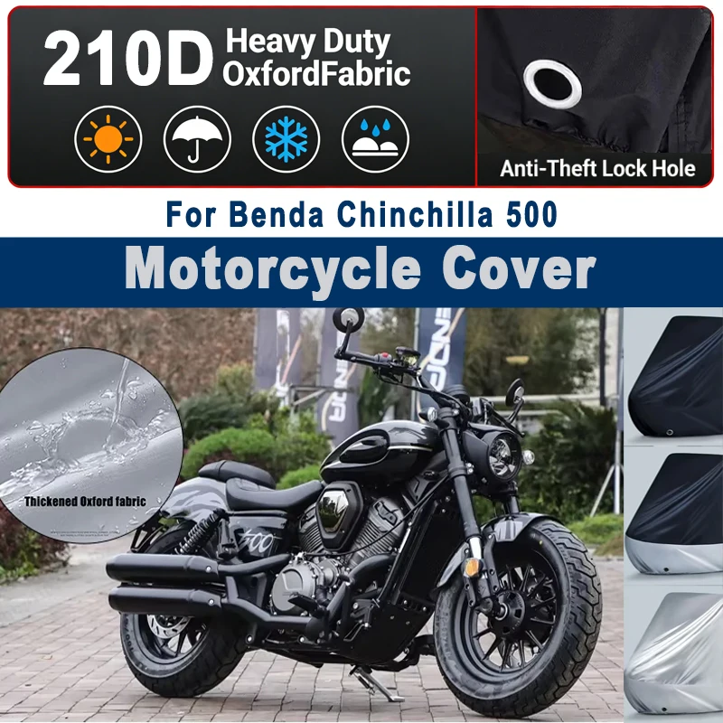 

No Ear Motorcycle Cover For Benda Chinchilla 500 - Outdoor Full Body Protection, Waterproof Dustproof Sunscreen Moto Accessories