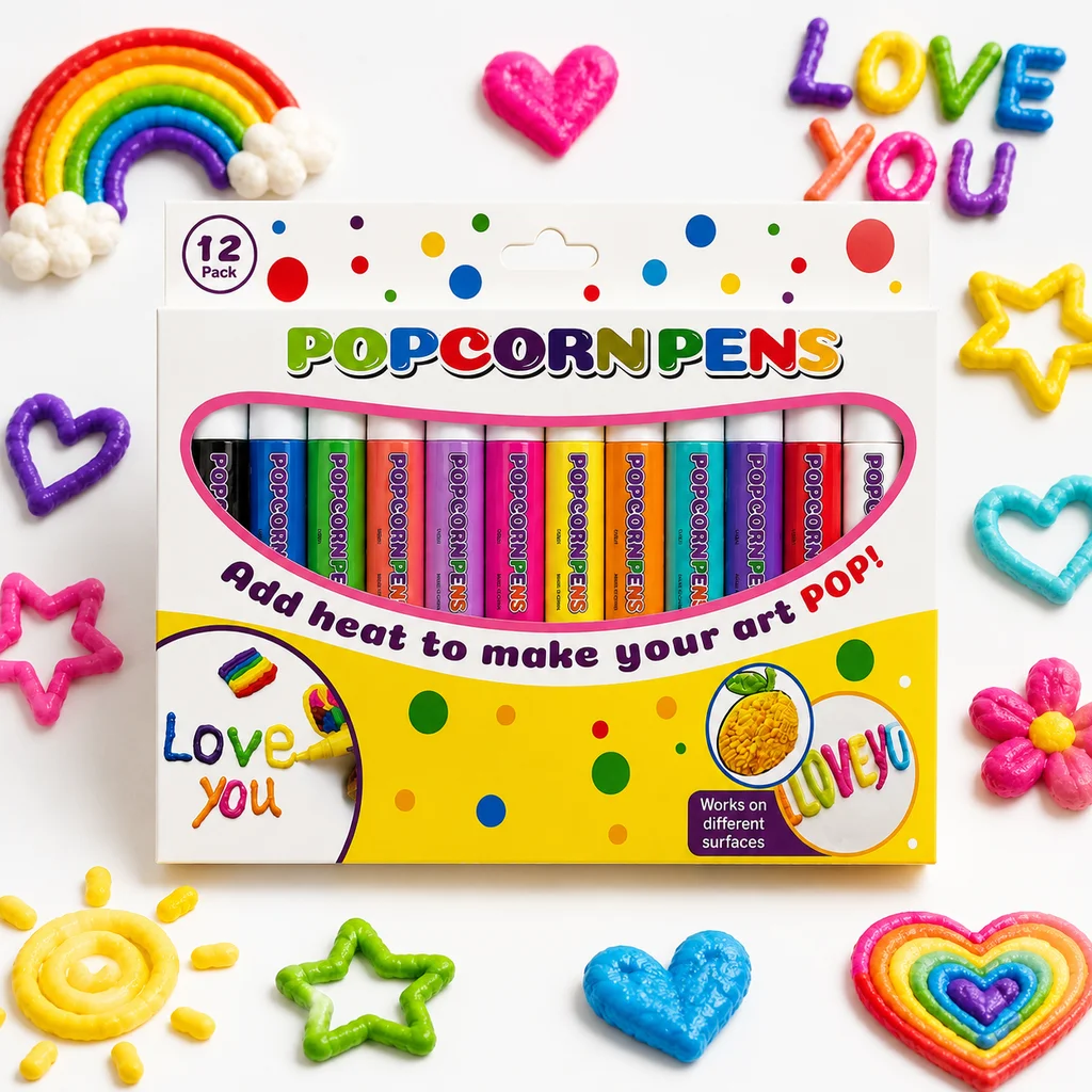 12 Colors Magic Popcorn Marker Set 3D Heat Activated Puffy Pens DIY Greeting Card Planner Drawing Pens Doodle Art Marker 12pcs