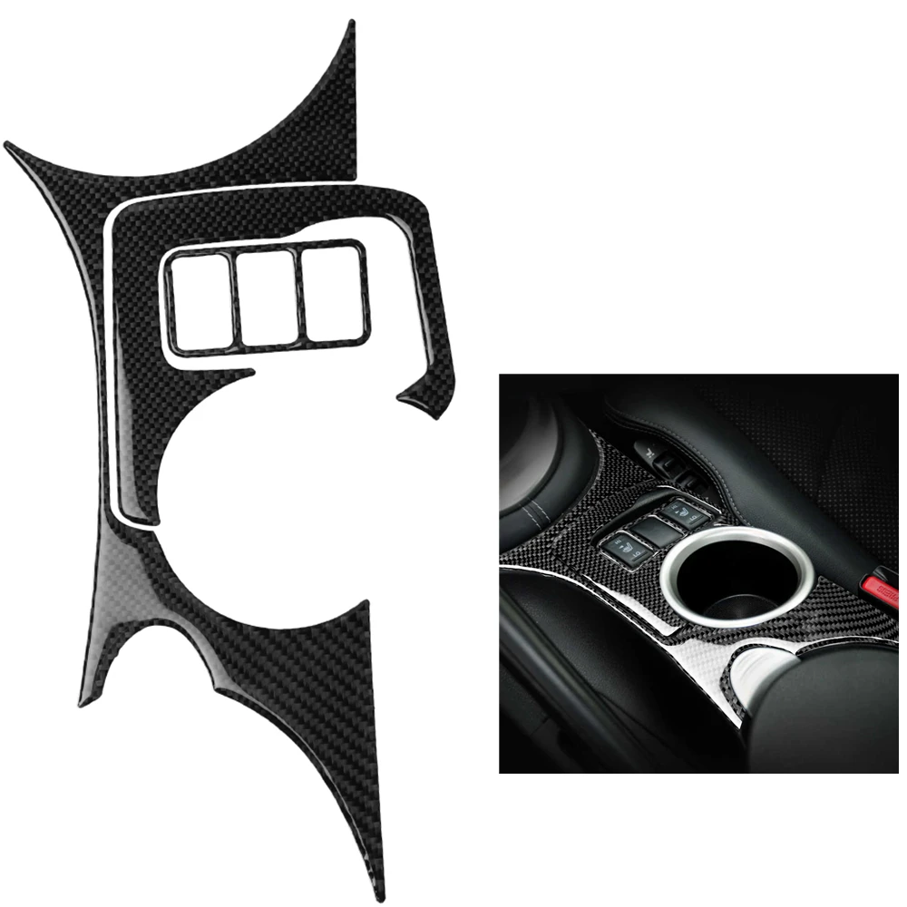 

Carbon Fiber Console Water Tea Cup Holder Sticker Panel Trim Cover Switch Knob Board Frame For Nissan 370Z Z34 2009-2022