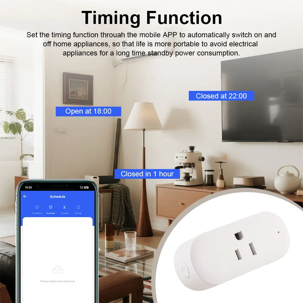 Tuya Smart Plug La salida WiFi estándar de EE. UU. 15A funciona con el control remoto de la aplicación del asistente de Google Alexa