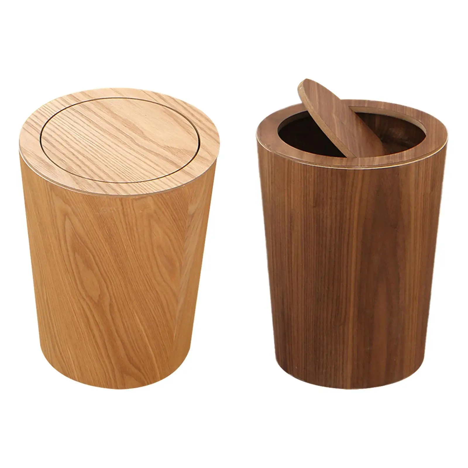 

Trash Can with Lid Garbage Recycling Bin 10L Rubbish Container Holder Organizer Wooden Dustbin Garbage Can for Farmhouse Home