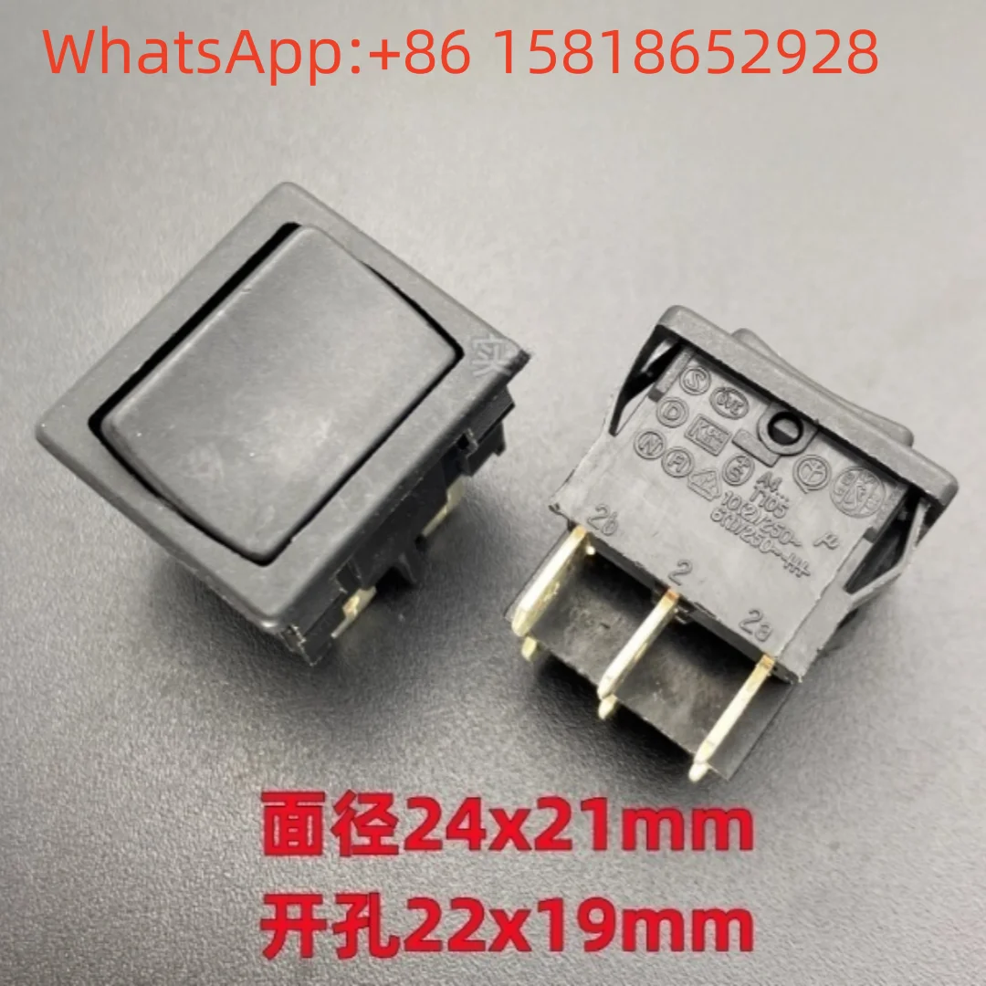 2pcs Everel Italy A4 rocker power switch button 6 pins 3-position reset 10A rocker boat-shaped button ITALY