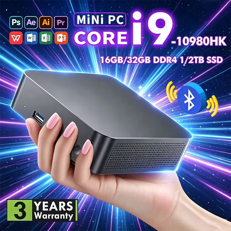最新のintel-i9-10980hk搭載、ポータブルミニpc。windows-11、32gbメモリ、1-2tb-ssd、wi-fi-6対応。ゲーミングpcとしても、オフィス用ミニデスクトップとしても最適。