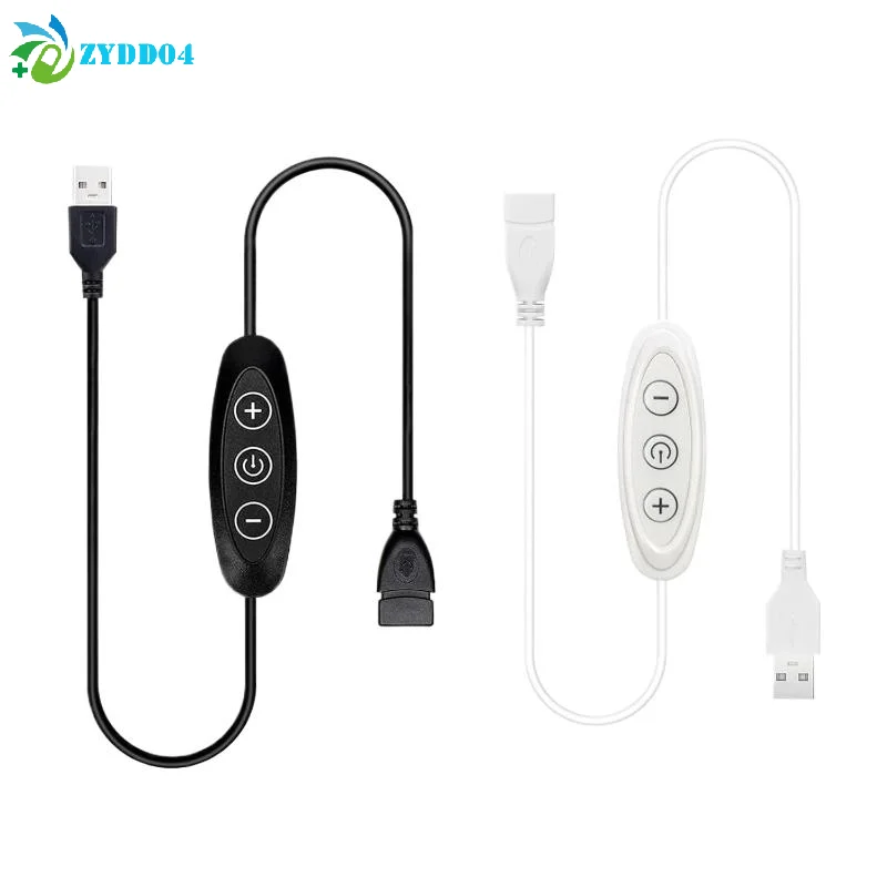 ●1Pcs 5V 2A 10-level Dimming Power Cable For LED Light Lamp Speed Controller Cable 3KEY USB Dimmer Switches