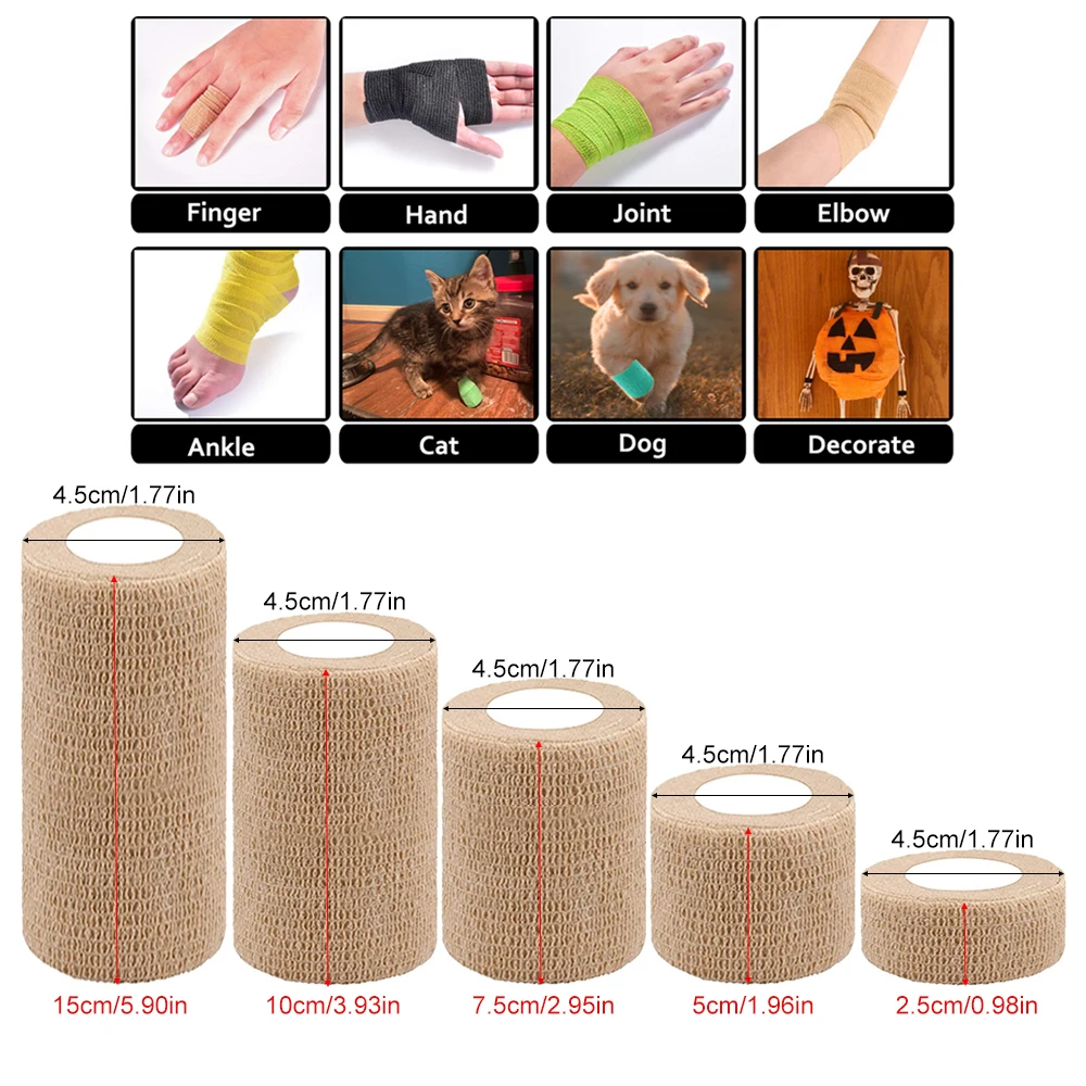 1 Rolle Wrap Sports Tape Bulk, selbstklebendes Rap Tape, selbstklebender elastischer Stick-Bandage, Power Flex Wrap für Handgelenk- und Knöchelverletzungen – Detail 3