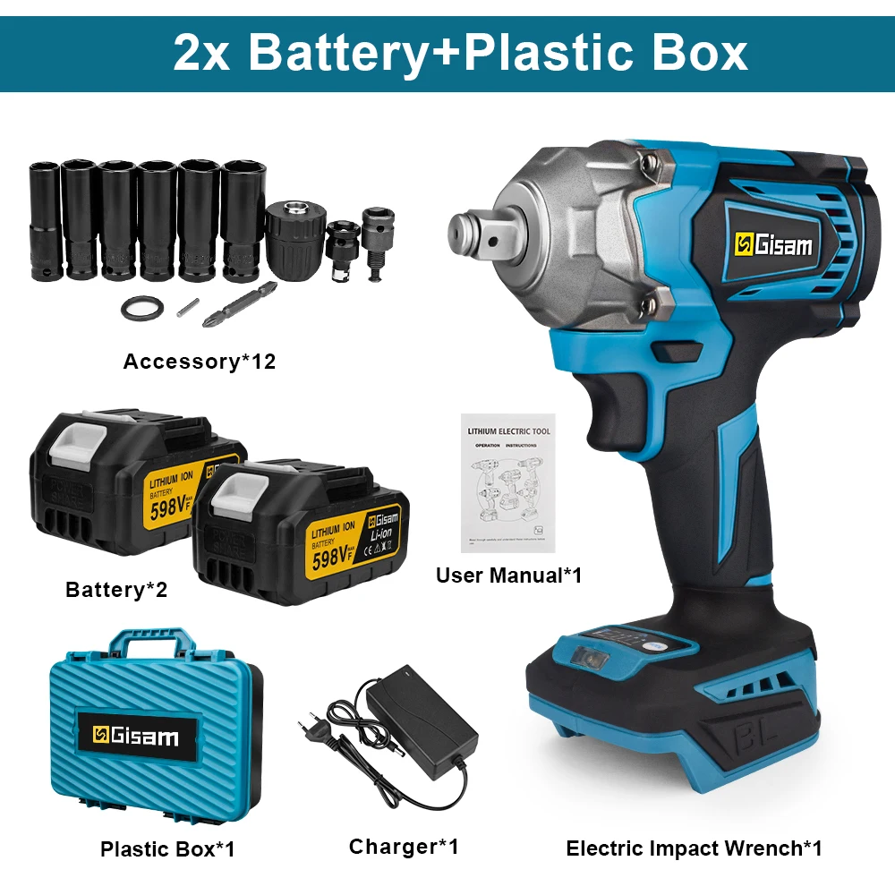 GΣ 1200N.M Koppel Borstelloze Elektrische Slagmoersleutel 1/2 inch Accusleutel Schroevendraaier Power Tool Voor Makita 18V Batterij Pin