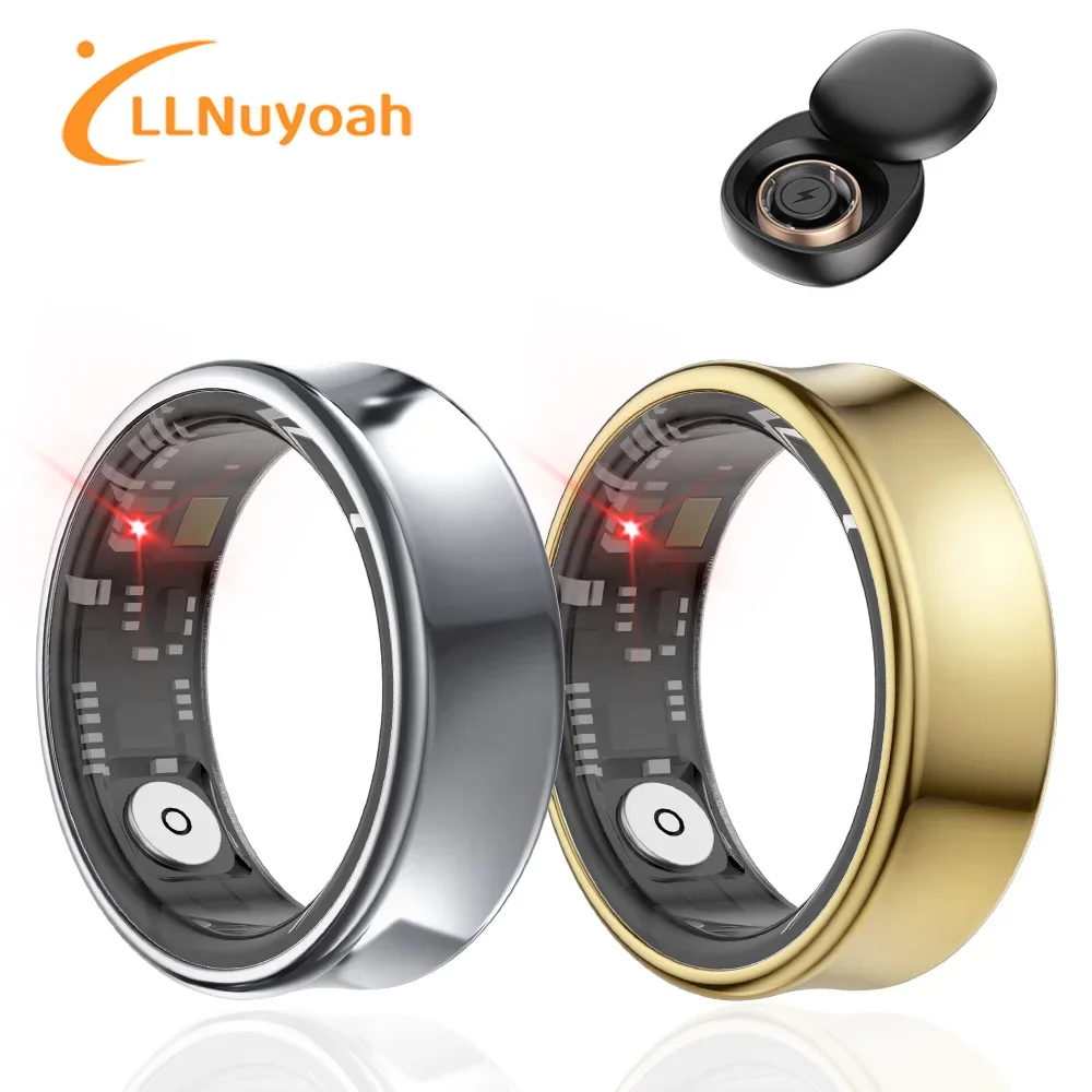 

llNuyoah Smart Ring 2024 New SR05 with Charging Case Heart Rate Blood Oxygen Monitor IP68&5ATM Waterproof Sport for Men Women