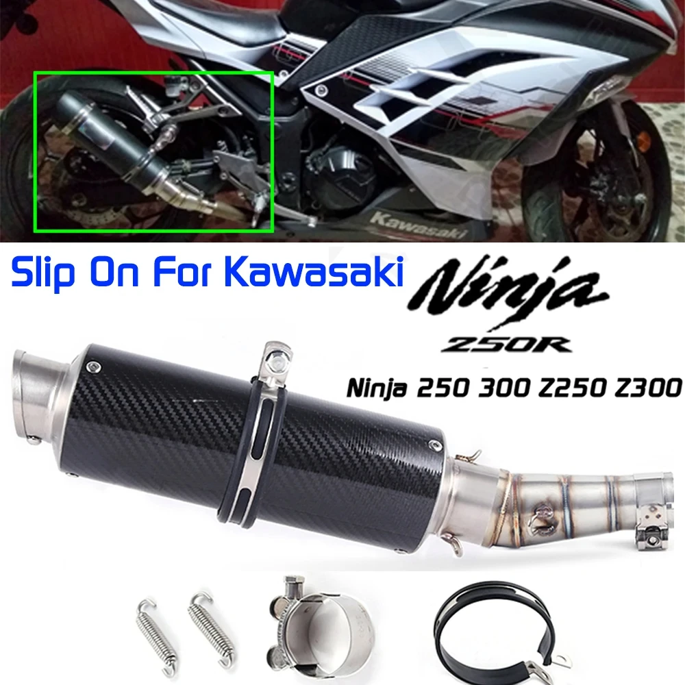 Tubo de escape medio para motocicleta, accesorio para Kawasaki Z250 2008-2015 Ninja 300 2013-2016 Ninja 250R 2008-2012 Ninja250R Ninja300