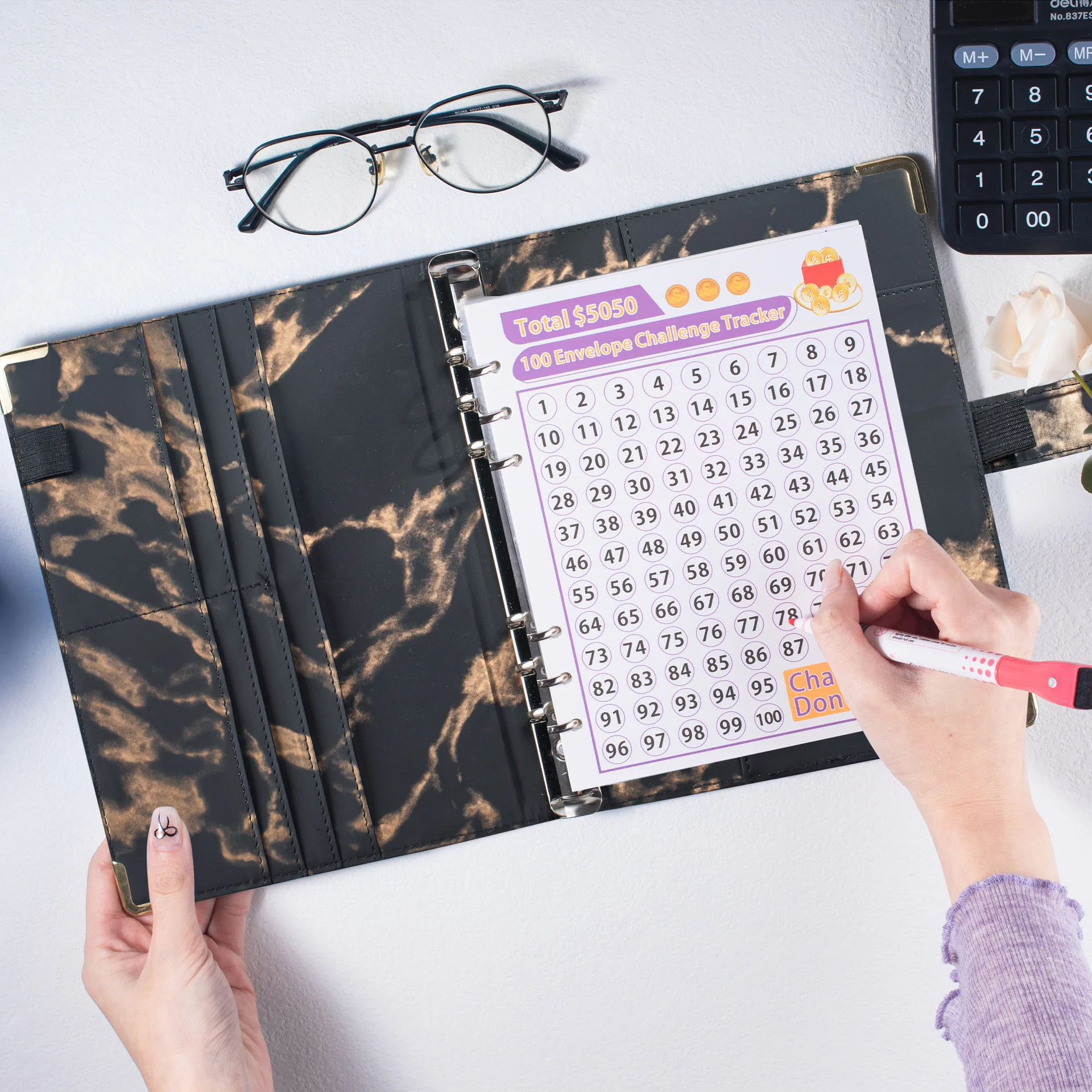 Challenge Budget Binder Savings Easy and Fun Way To Save Money Challenges Notebook Binder with Cash Envelopes 100 Envelope