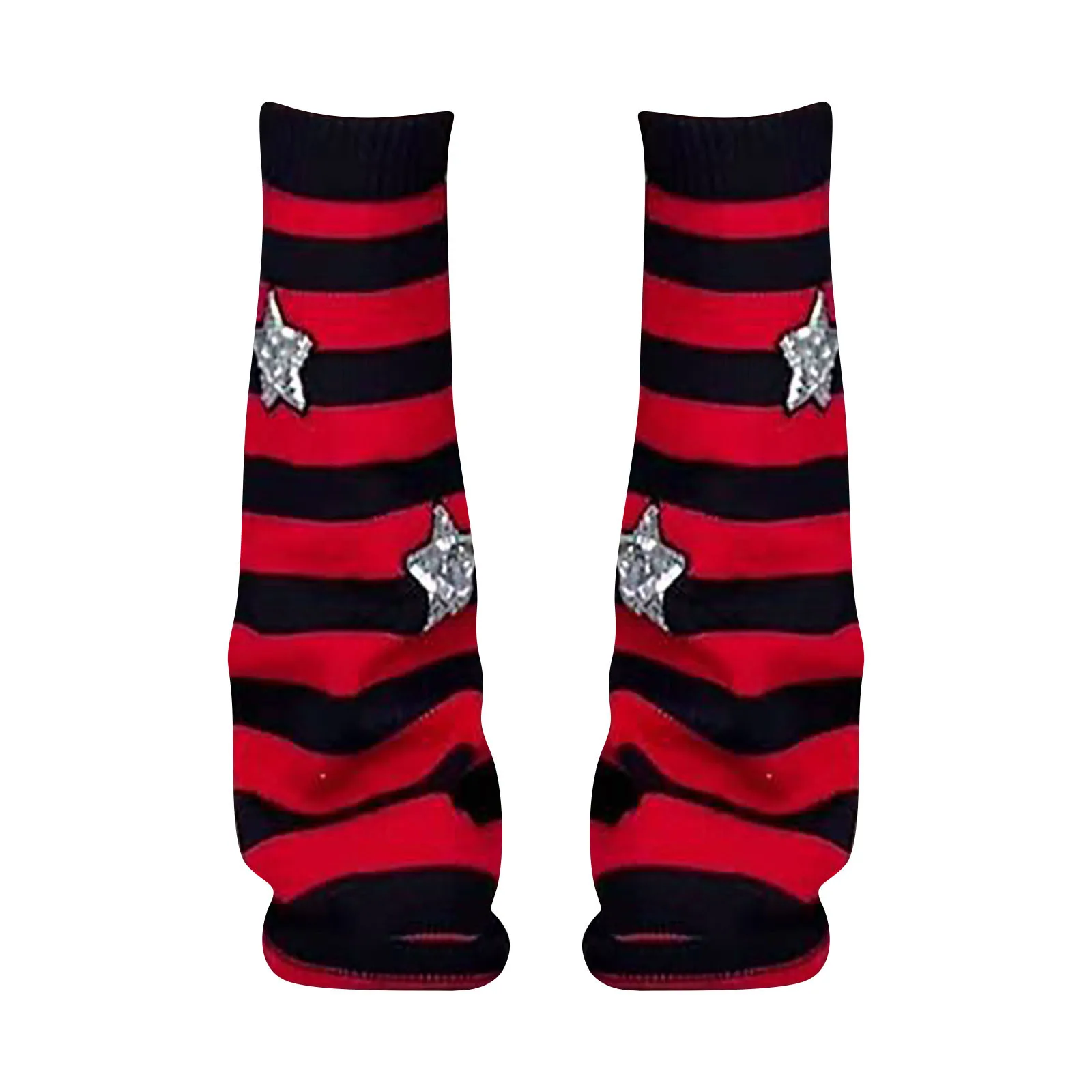Lolita Long Socks Red Black Strip Arm Warmer Keep Sleeve Autumn Winter Crochet Socks Boot Dress Up High Street Y2K Accessories