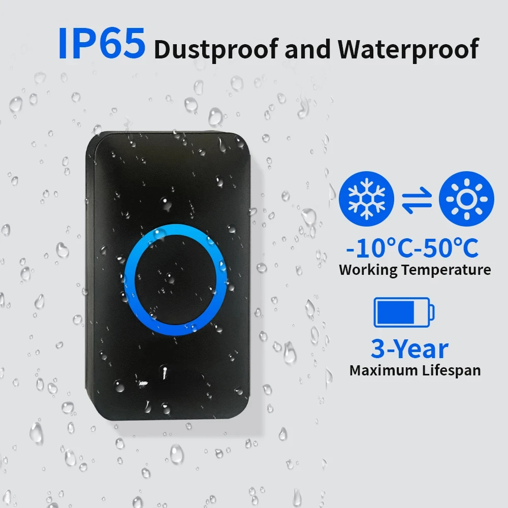 Meian 스마트 홈 초인종 무선 보안 초인종 IP65 방수 야외 도어 벨 60 노래 5 볼륨 조절 가능한 차임 키트