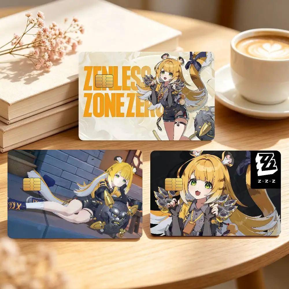 Zenless Zone Zero Ju Fufu Credit Card Skin Stickers For Bank Bus Metro Cards Waterproof Anti-Scratch Gift 4PCS