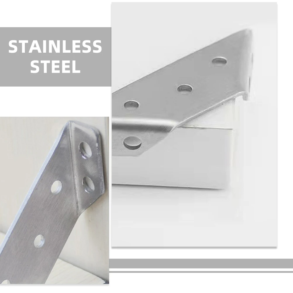 

12 set Stainless Steel Corner Brackets Cabinet Support Angle Connectors Shelf Fastening Hardware Fixing Connector for Countertop