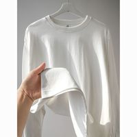 Heavy Pure White Round Neck Long-sleeved T-shirt Men's and Women's Pure Cotton Bottoming Shirt Autumn New 2024 Women Clothes