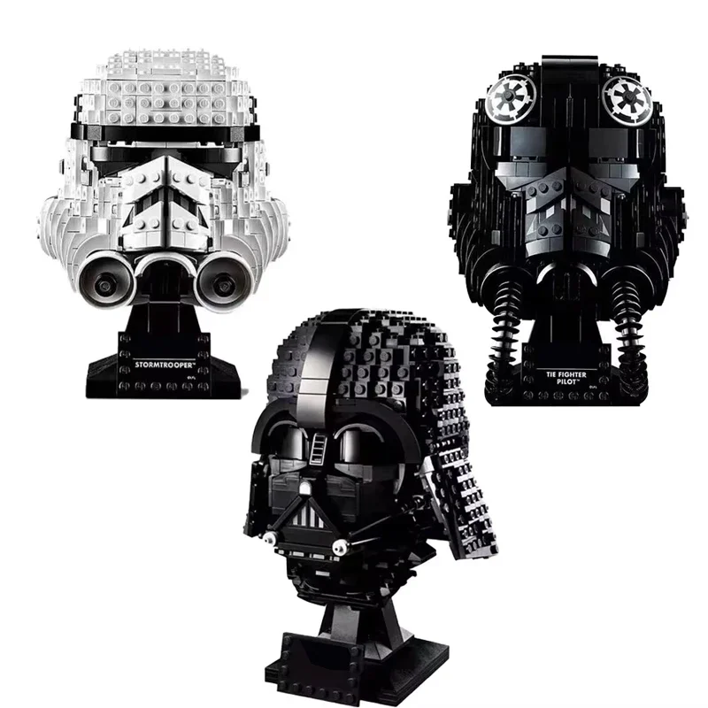 Space Wars Helmet Building Blocks 75276 75304 75274 Stormtrooper Vader Tie Fighter Pilot Helmet Model Toys for Kid Gift