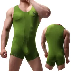 Men's Bodysuit Wrestling Singlets Modal Soft Elastic Shapewear Sleeveless Underwear Boxers Briefs Muscle Bulge Pouch Jumpsuit