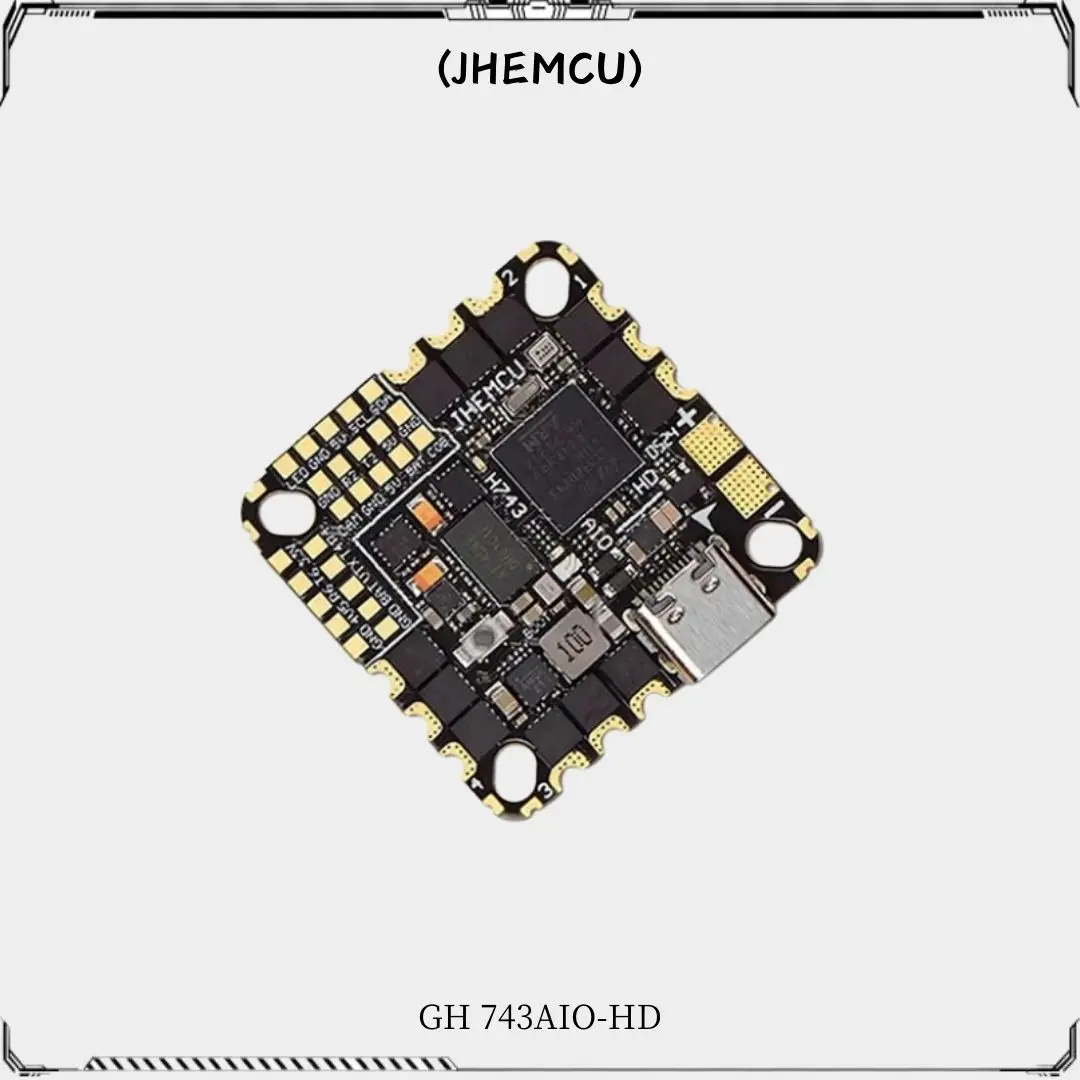 JHEMCU GH743AIO-HD Flight Controller ICM-42688 AM32 40A/50A 3-6S 4in1 Brushless ESC for RC FPV Freestyle Drone