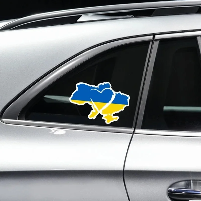 1PC Ukrainian Sunflower Round Vinyl Sticker, Waterproof Car Decal for Truck SUV National Pride Decor view 6