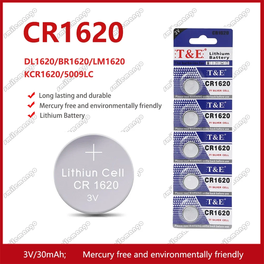 2PCS-50PCS 3V CR1620 Lithium Button Battery DL1620 BR1620 ECR1620 5009LC LM1620 CR 1620 KCR1620 30mAh Coin Cell Watch Batteries